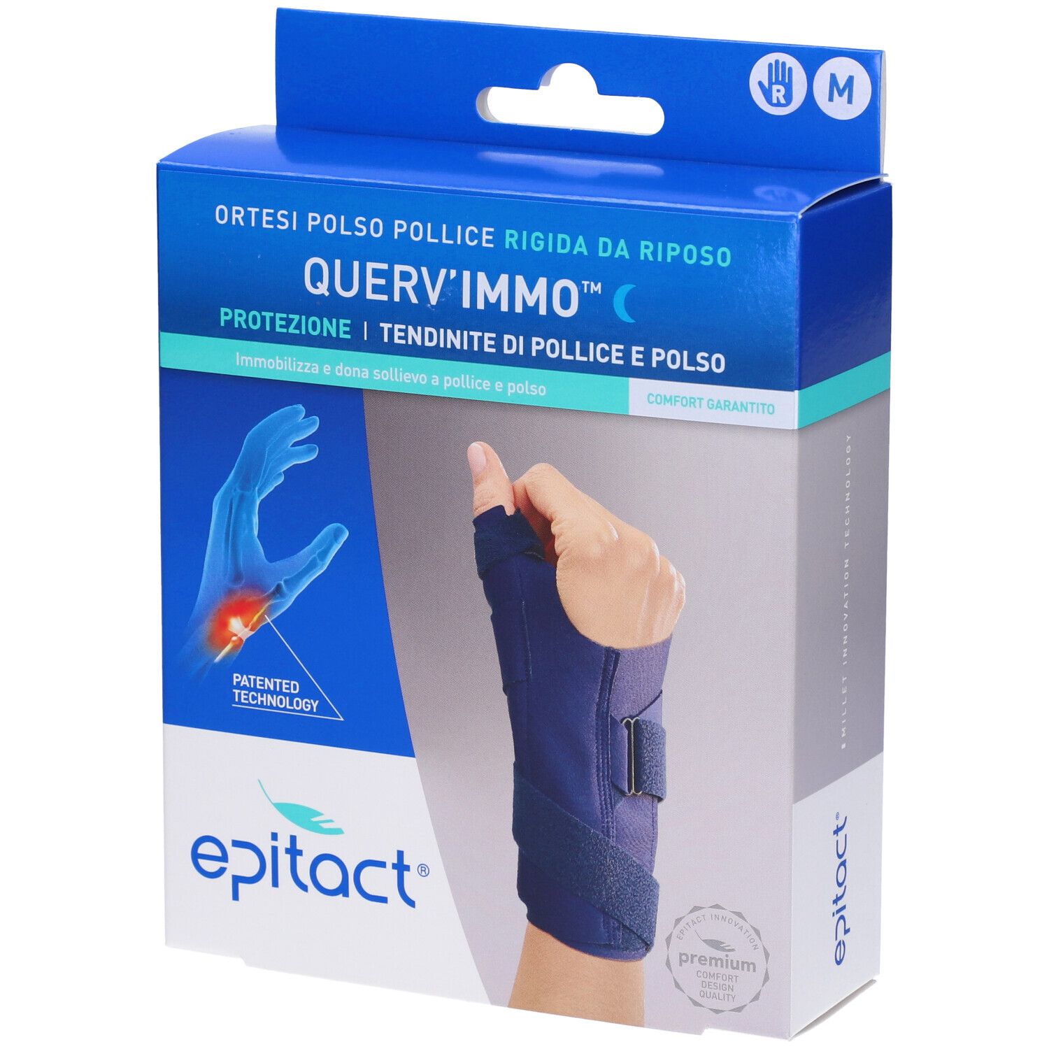 Epitact Ortesi Polso Pollice Rigida da Riposo QUERV´IMMO Mano Destra Taglia M