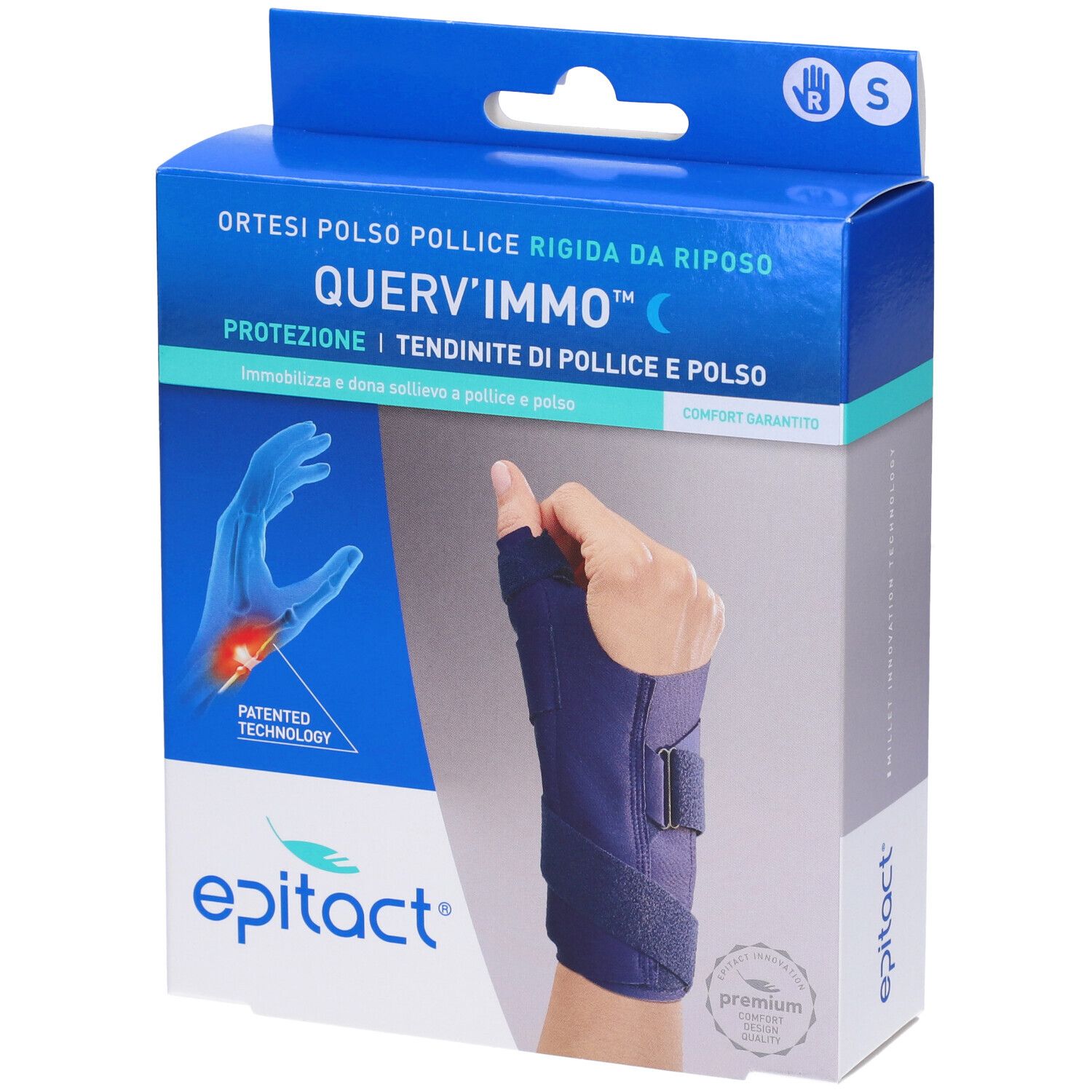 Epitact Ortesi Polso Pollice Rigida da Riposo QUERV´IMMO Mano Destra Taglia S