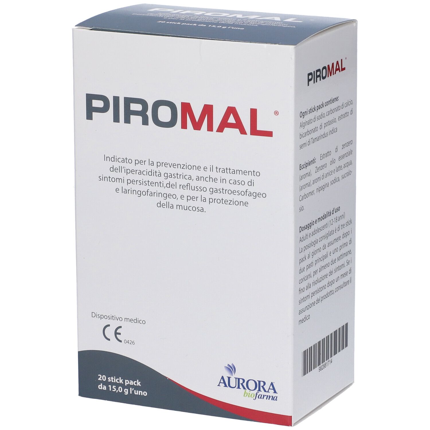 Aurora Biofarma - Piromal Gel Trattamento Per L'acidità Di Stomaco - 20 Stick - Immagine 3