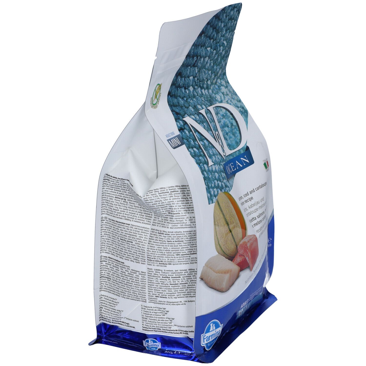 Trockenfutter Hund Farmina N&D Ocean - Adult Mini - Lachs Kabeljau Melone