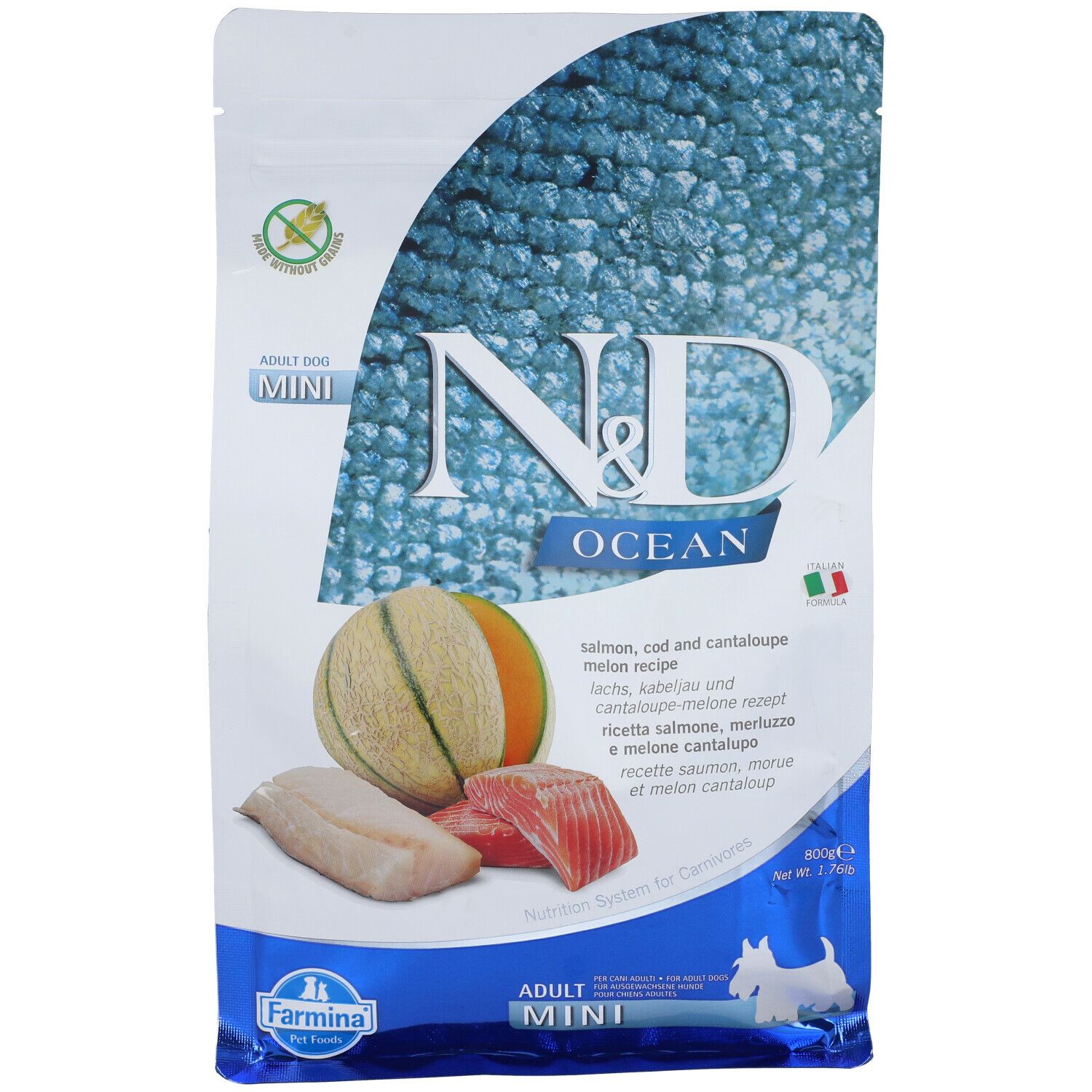 Trockenfutter Hund Farmina N&D Ocean - Adult Mini - Lachs Kabeljau Melone