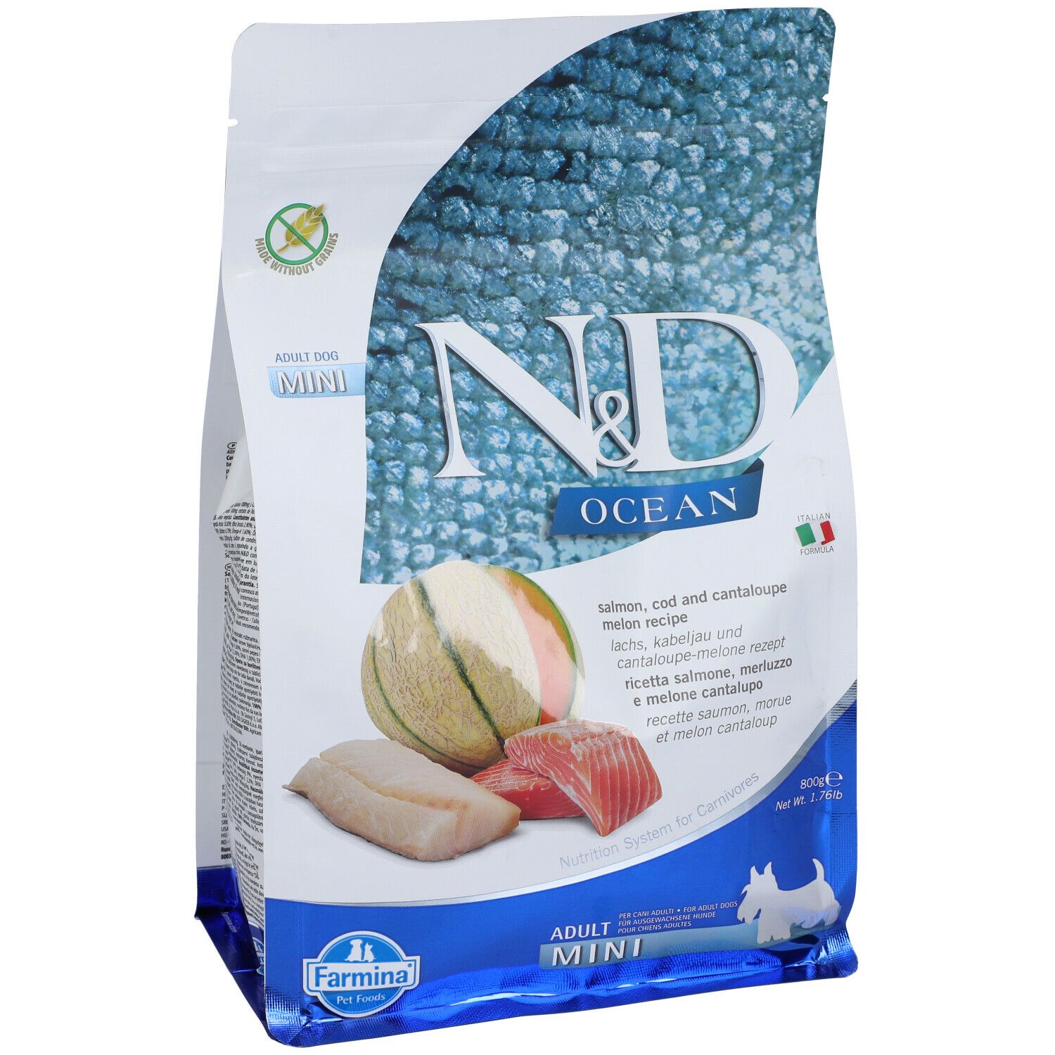 Trockenfutter Hund Farmina N&D Ocean - Adult Mini - Lachs Kabeljau Melone