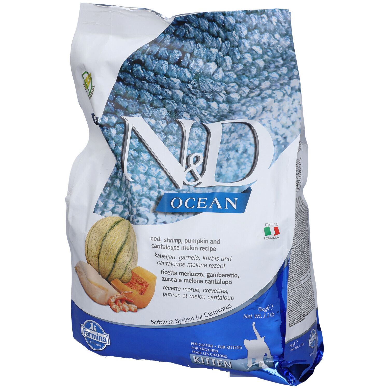 Farmina® N&D Ocean Cat Merluzzo Gamberi Zucca Melone Cantalupo Kitten Kg 5