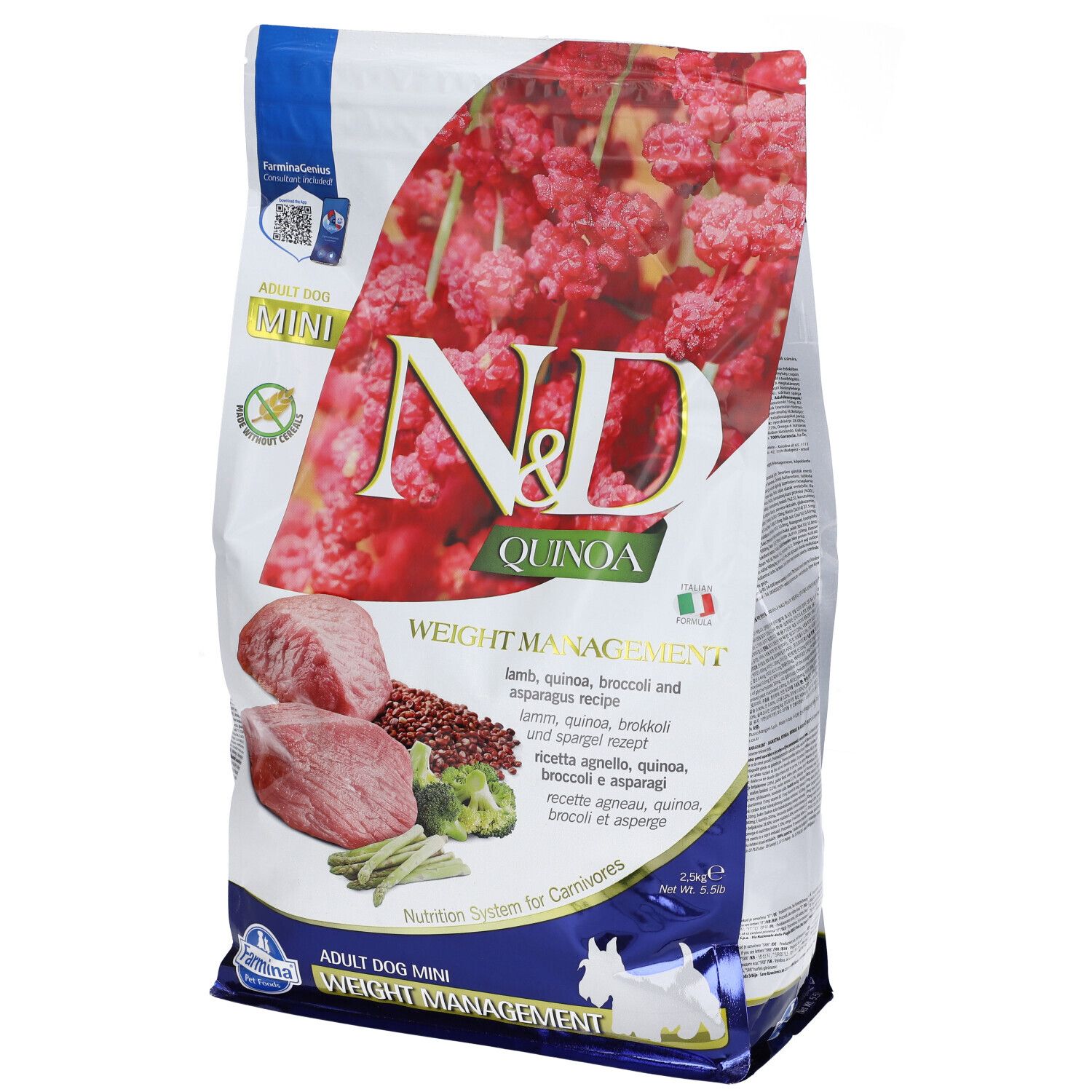 Farmina N&D Quinoa Dog Weight Management Agnello Broccoli E Asparagi Adult Mini