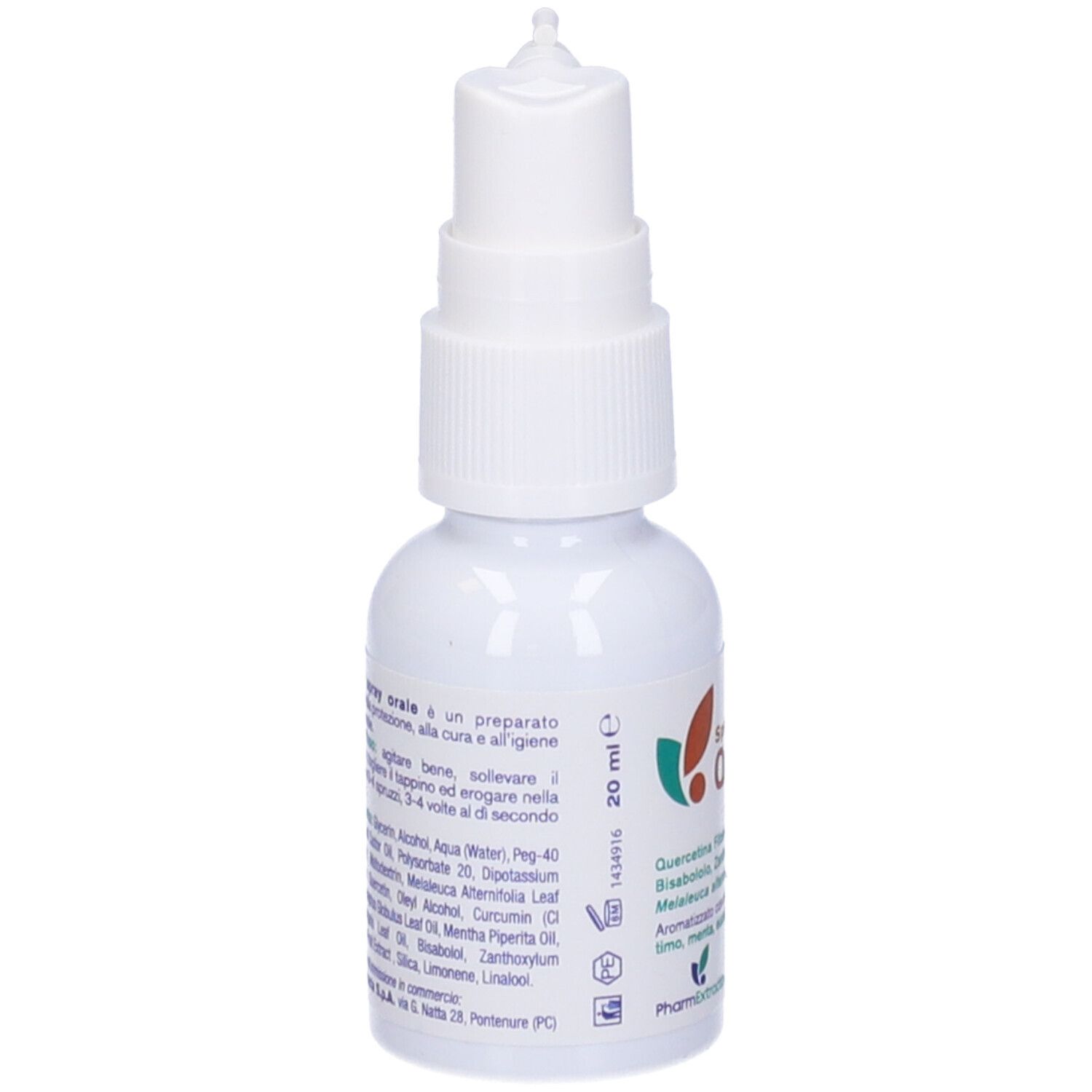 Quevir Spray Orale, flacone bianco con nebulizzatore. Contiene ingredienti come quercetina e Melaleuca.