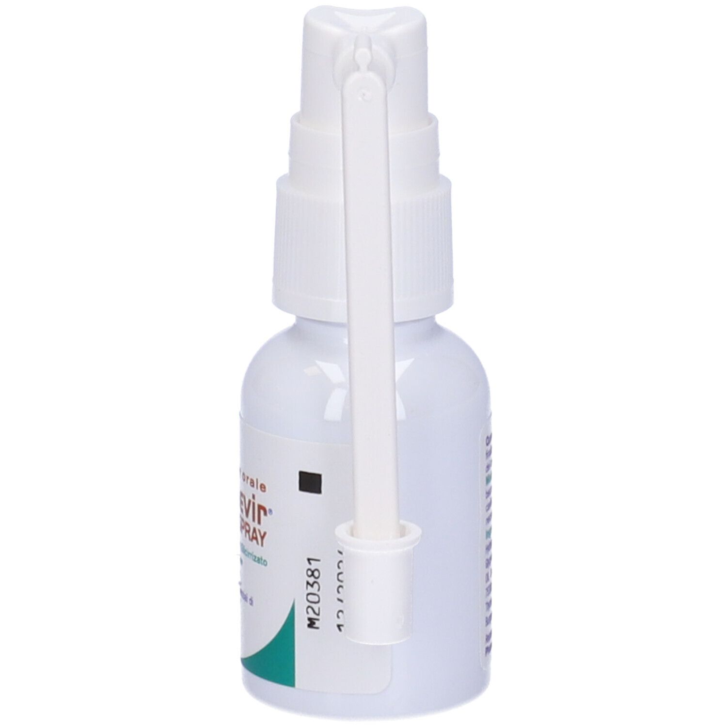 Quevir Spray Orale, flacone bianco con nebulizzatore. Contiene ingredienti come quercetina e Melaleuca.