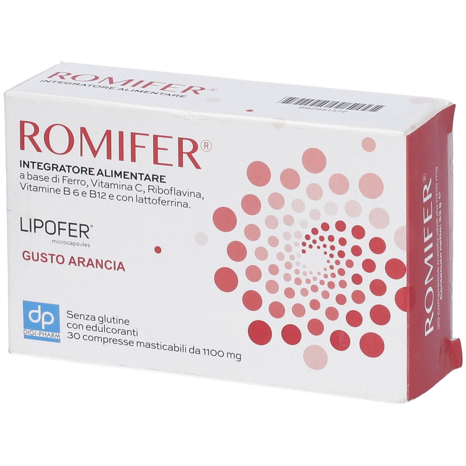 Romifer Compresse Masticabili 750 Mg Gusto Arancia Senza Glutine Naturalmente Privo Di Lattosio Con Zuccheri Ed Edulcoranti