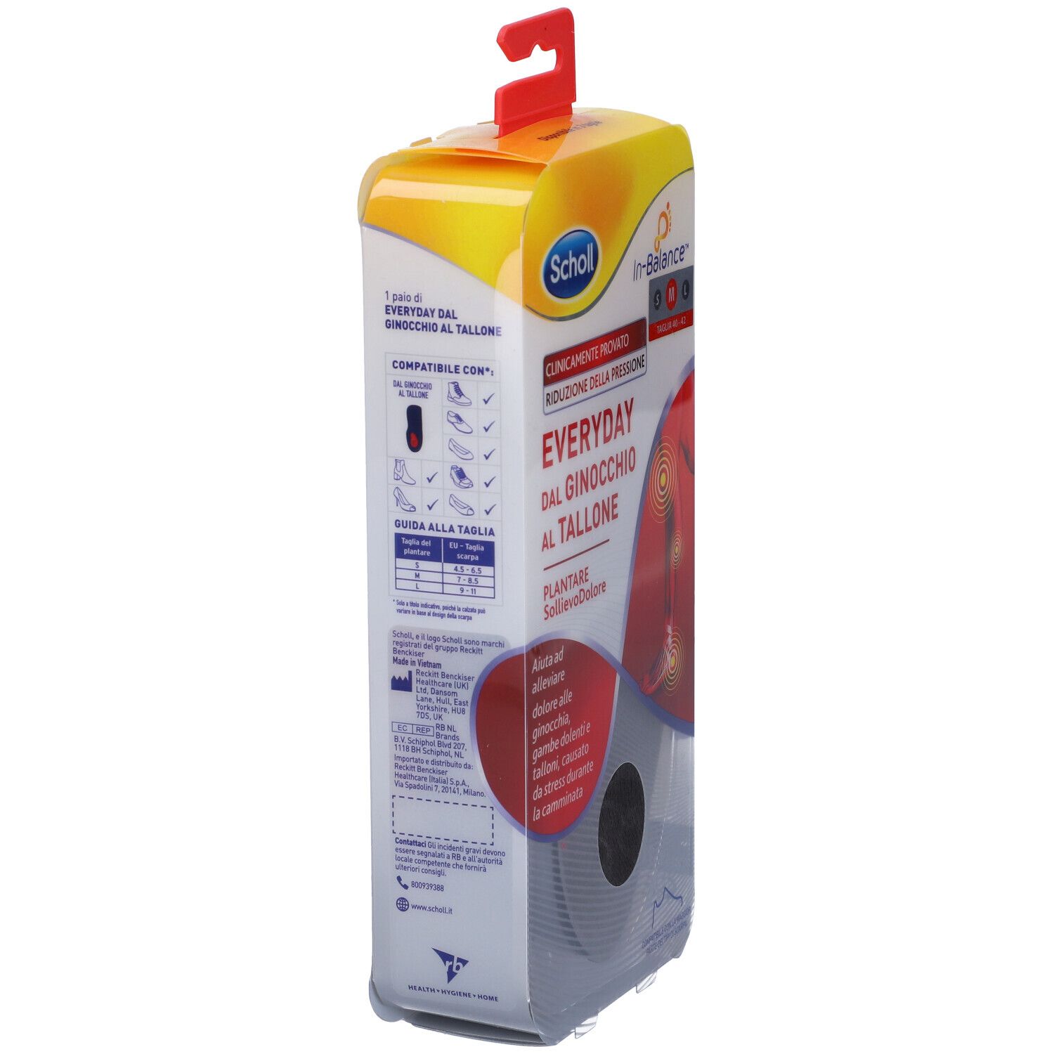 Soletta Scholl In-Balance Everyday, confezione. Retro con informazioni sul prodotto.