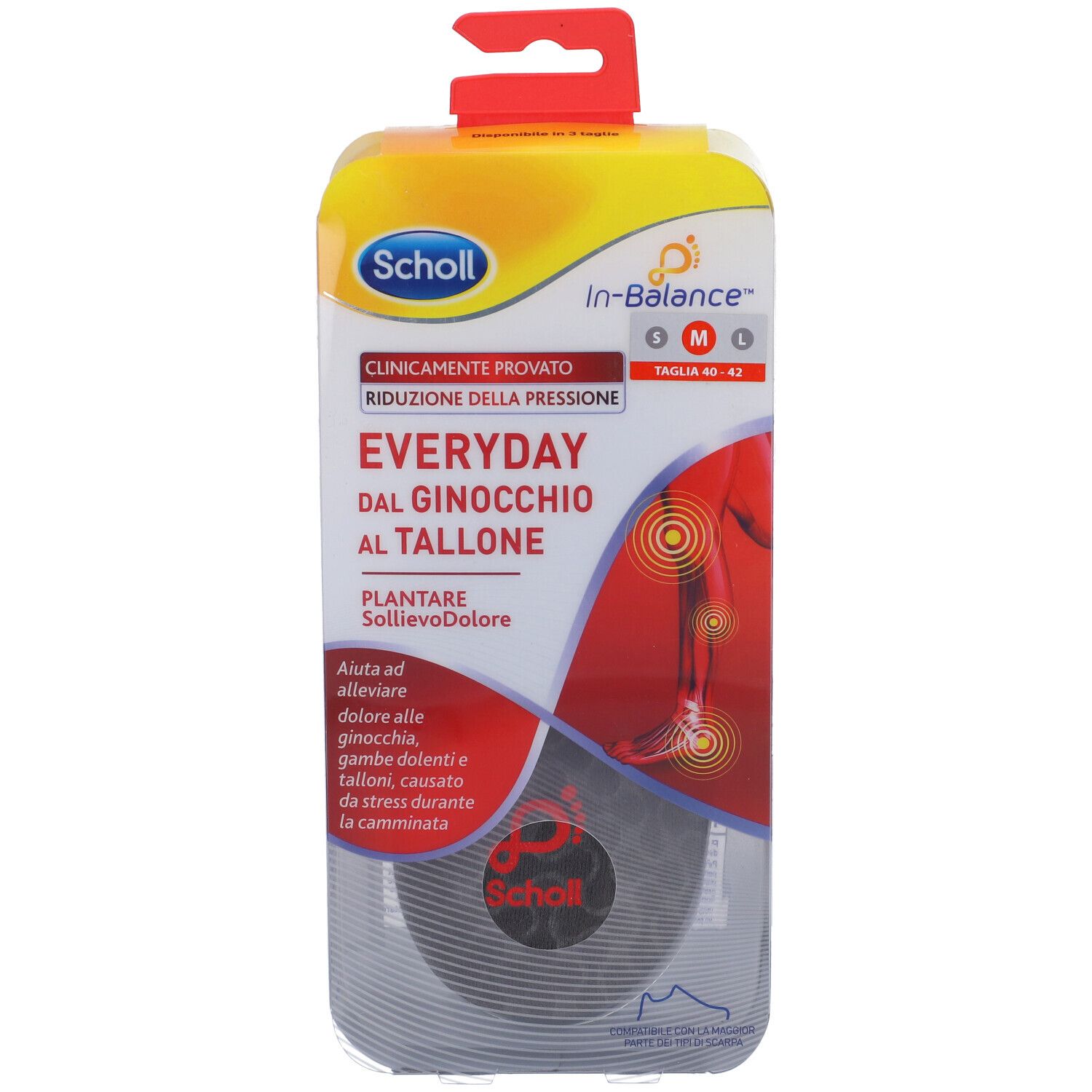 Soletta Scholl In-Balance Everyday, confezione. Taglia M (40-42). Riduce la pressione.