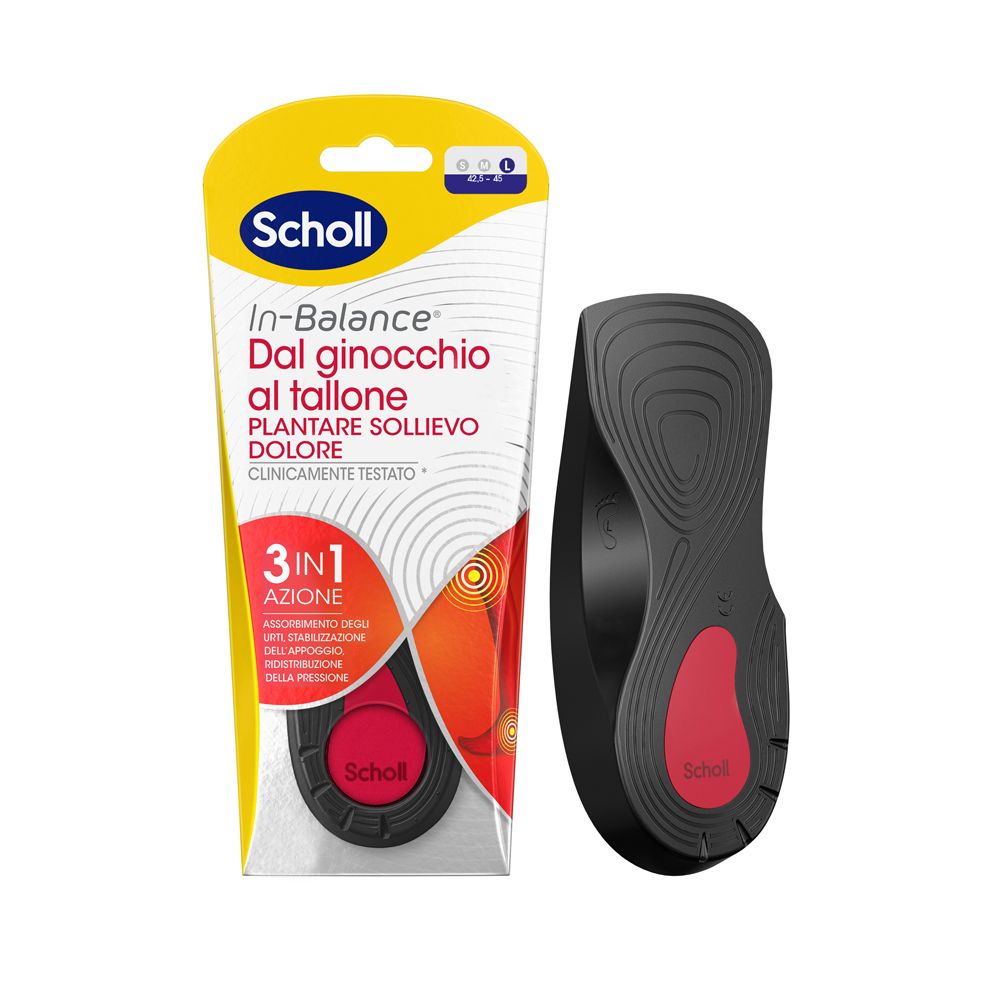 Scholl Plantari In-Balance Sollievo Dolore Ginocchio Tallone, Taglia L (da 42.5 a 45)