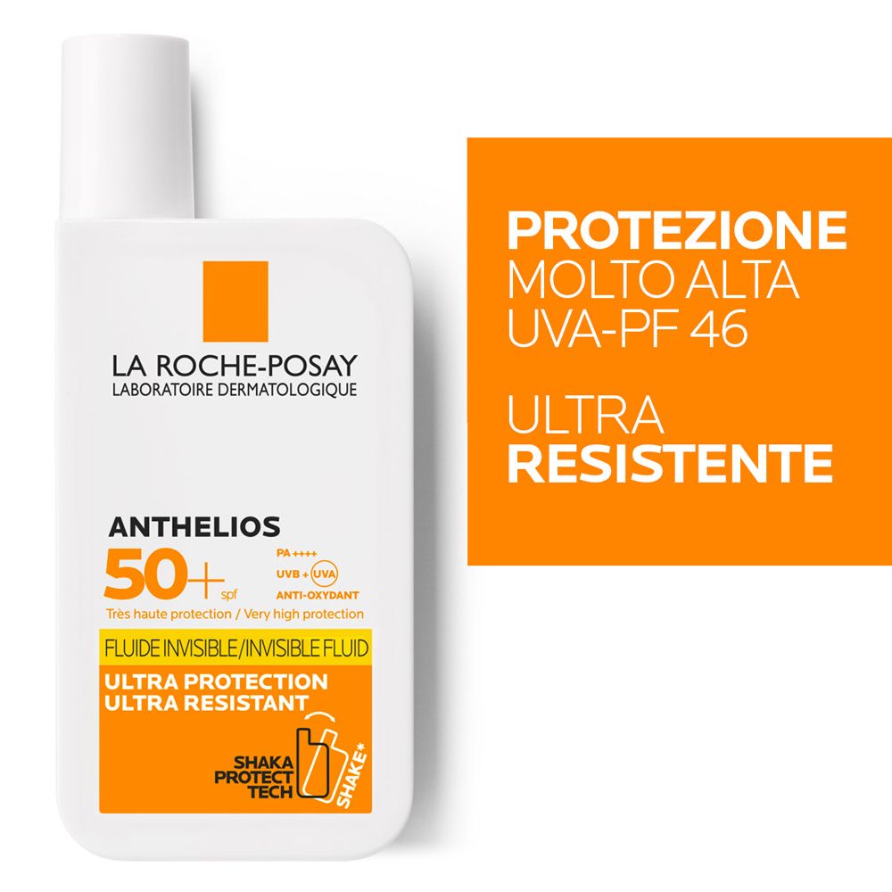 La Roche-Posay Anthelios UVMune 400. SPF 50+. Ultra resistente. Con Shaka Protect Tech.