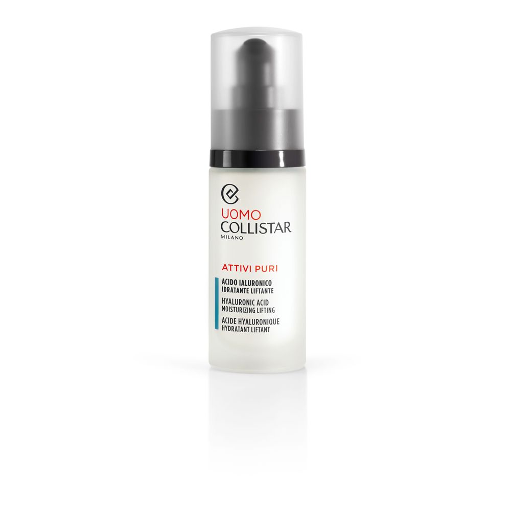 Collistar Uomo Hyaluronsäure Feuchtigkeitsspendendes Lifting Serum in einem Pumpspender.