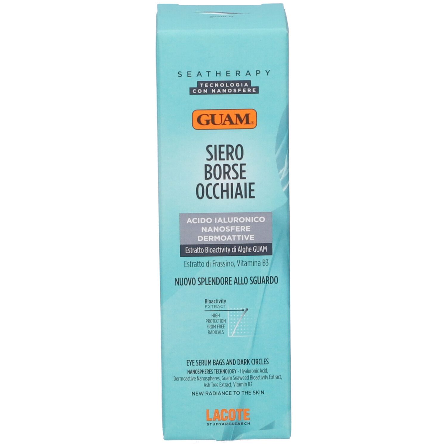 Verpackung der GUAM Seatherapy Siero Borse Occhiaie Augencreme mit Produktinformationen.