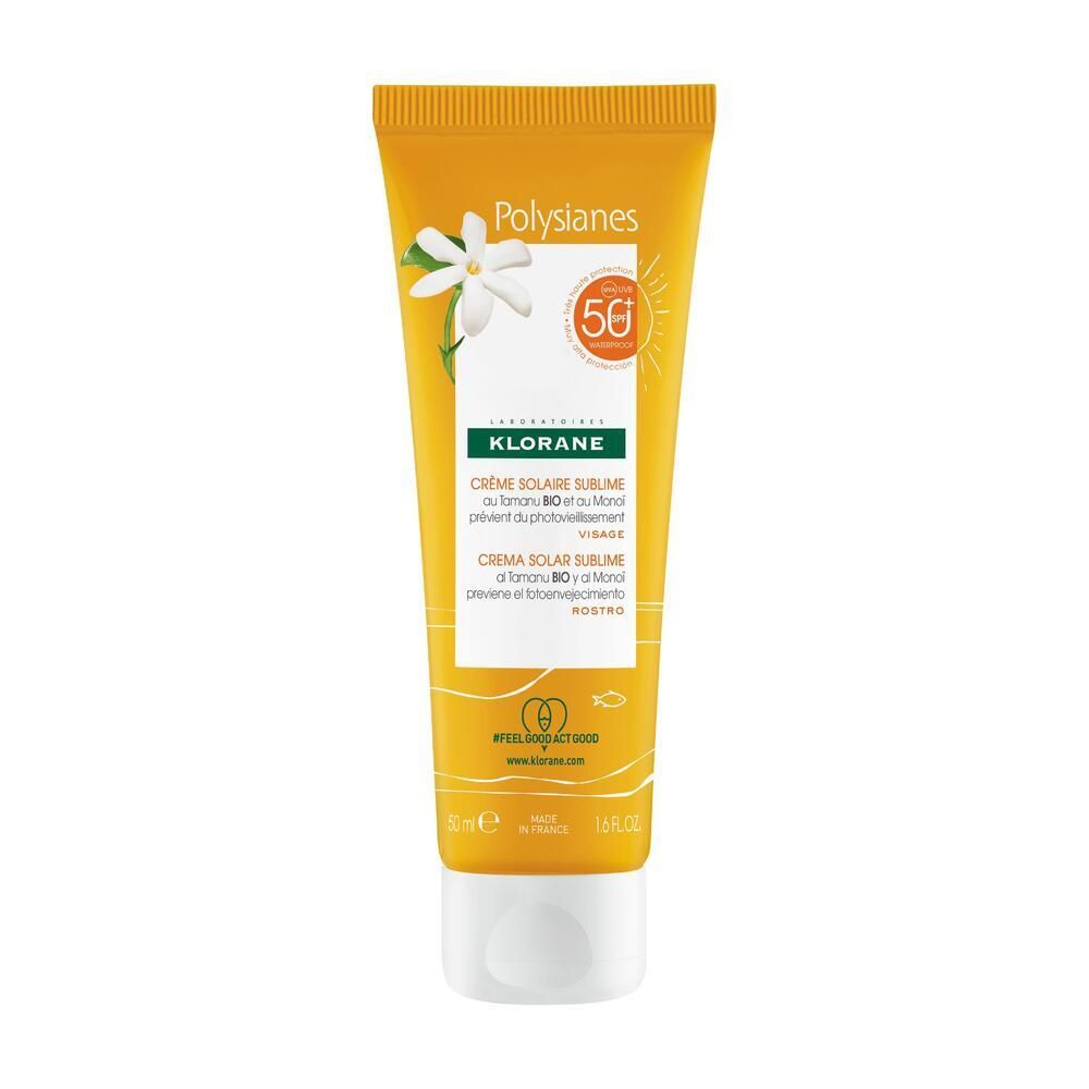 Klorane Crema Solare Sublime SPF 50+ al Tamanu BIO e Monoi 50ml - Protezione solare viso molto alta