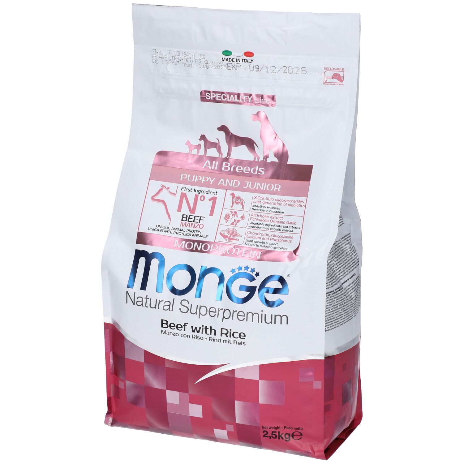 Monge All Breeds Puppy And Junior Manzo Con Riso 2,5 Kg