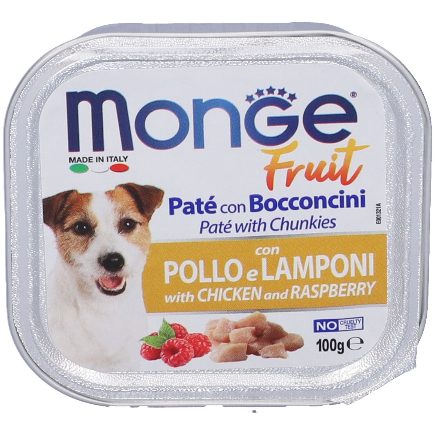 Image of Monge Fruit Paté & Bocconcini con Pollo & Lamponi per Cani