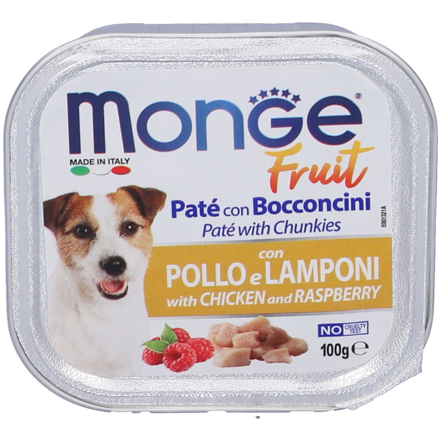 Monge Fruit Paté & Bocconcini con Pollo & Lamponi per Cani