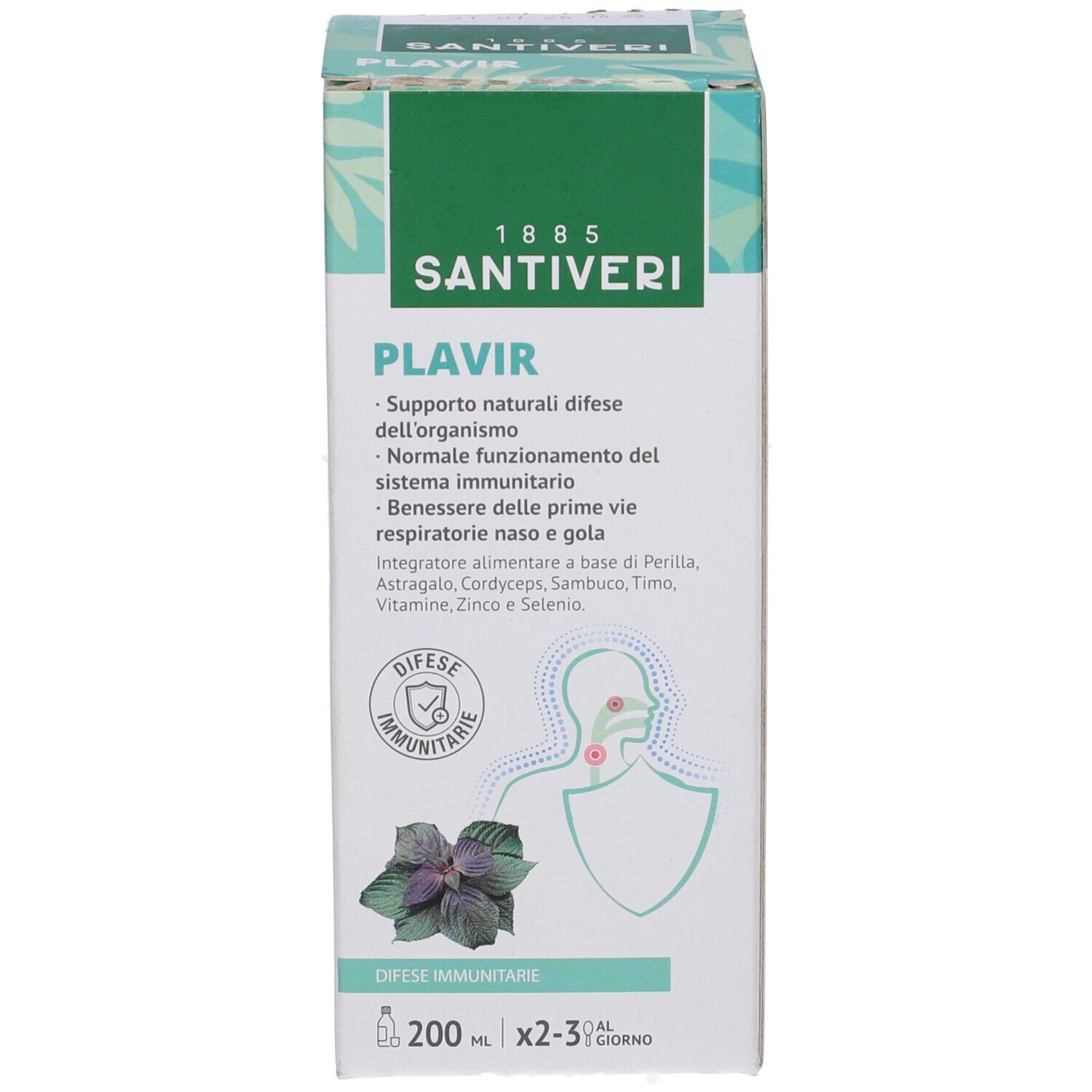 Confezione del prodotto. Scatola con nome e testo del prodotto. Marca: Santiveri. Simbolo illustrato.