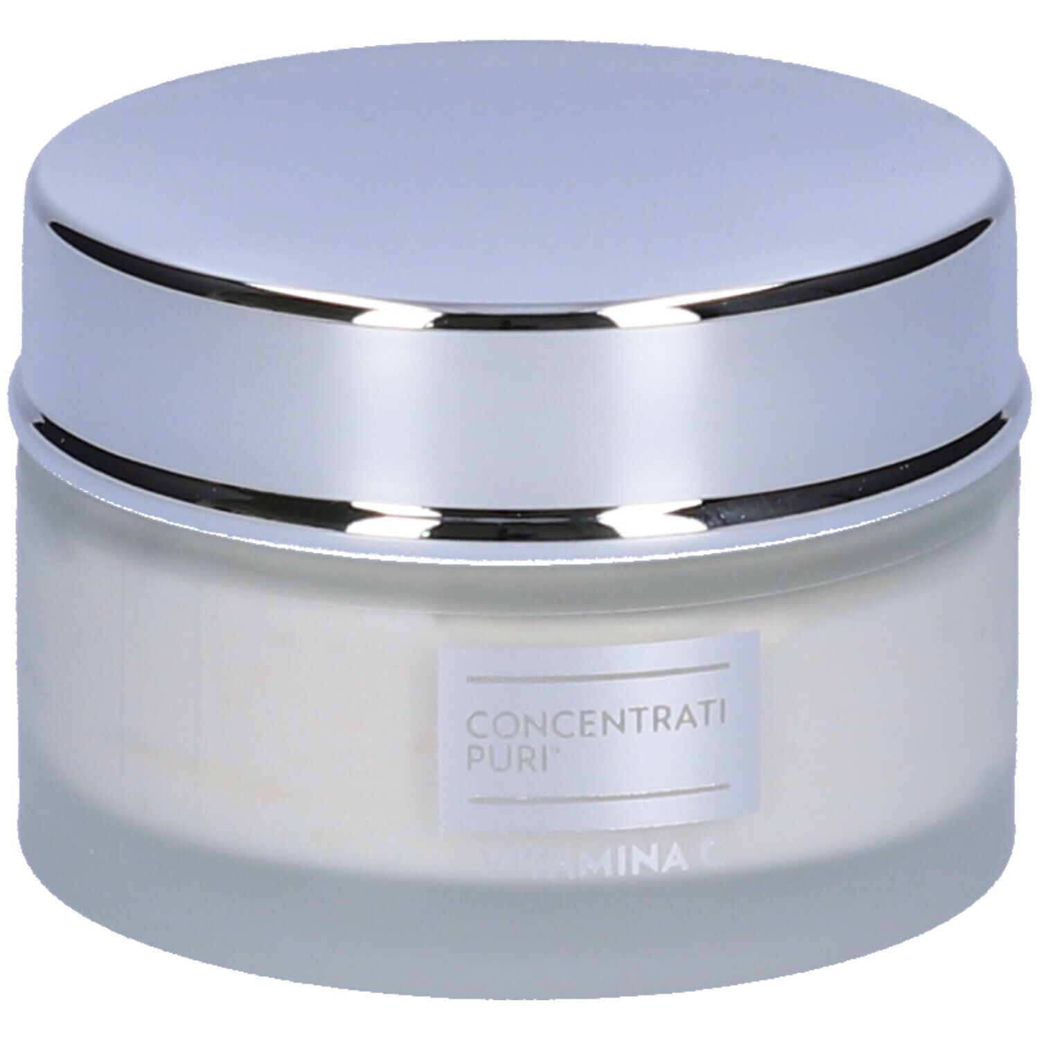 Vasetto di crema con coperchio argentato. L'etichetta riporta CONCENTRATI PURI e VITAMINA C.