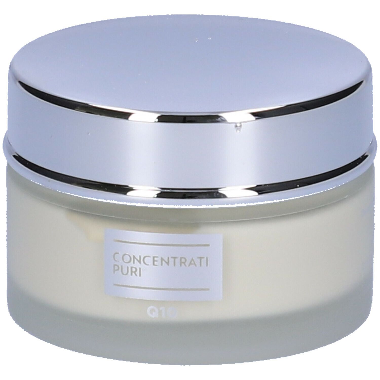 Vasetto di crema con coperchio argentato. L'etichetta recita "Concentrati Puri".