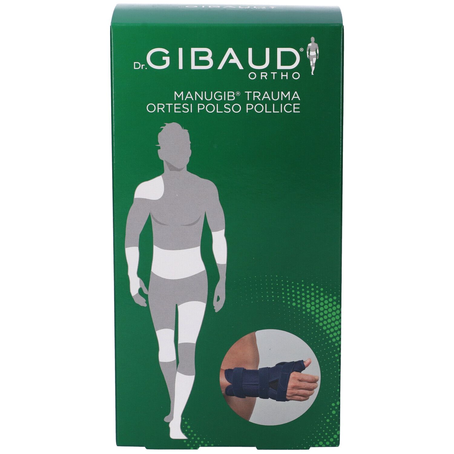Verpackung einer Handgelenk-Daumenorthese von Dr. Gibaud Ortho.