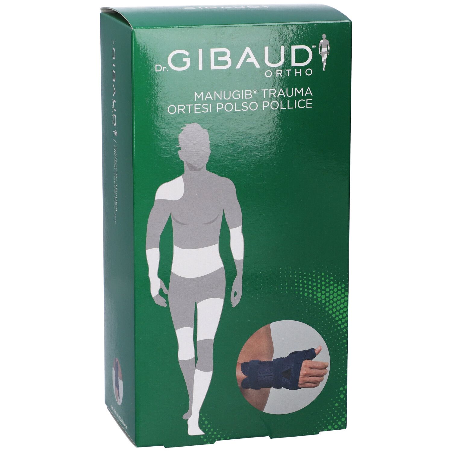Verpackung einer Handgelenk-Daumenorthese von Dr. Gibaud Ortho.