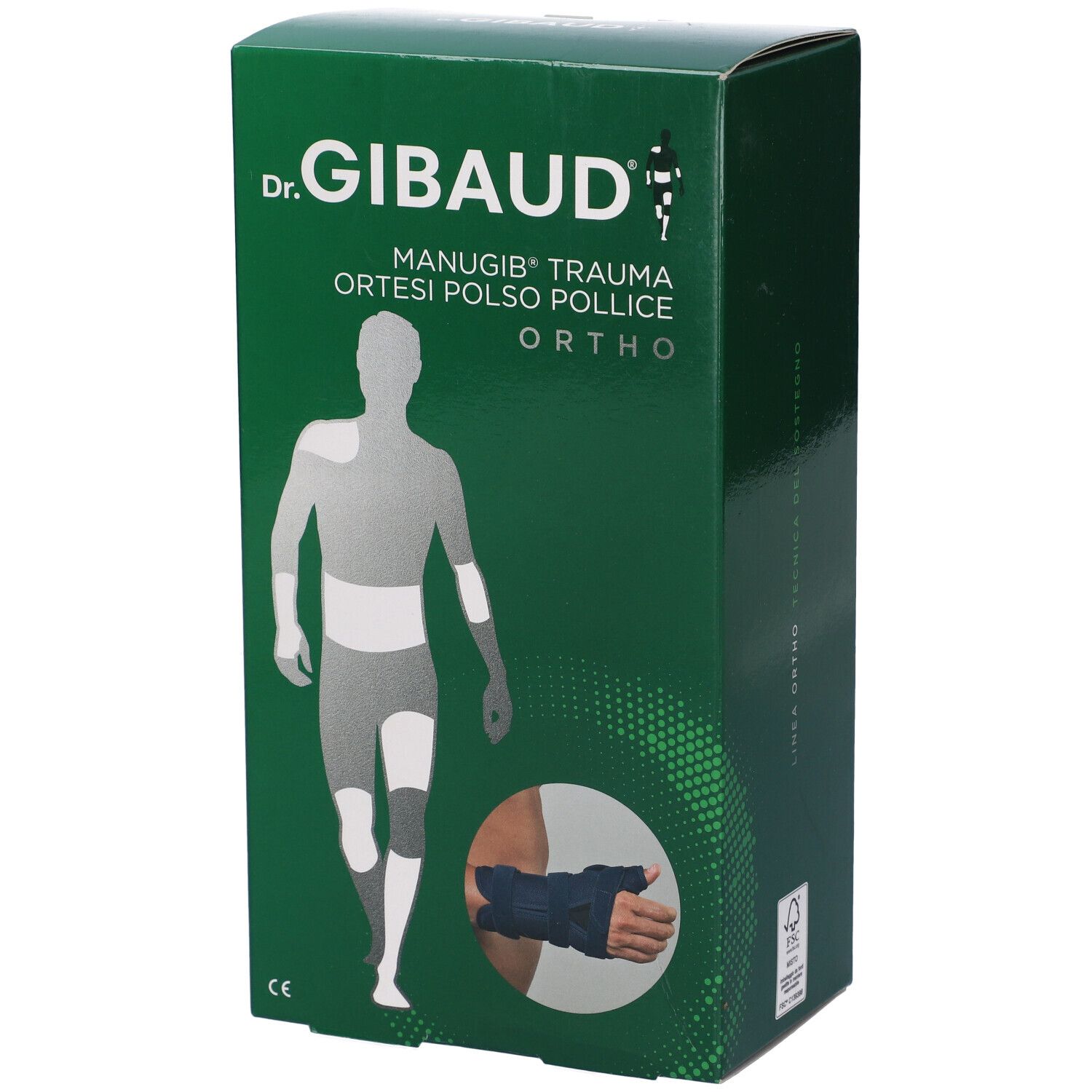 Dr. Gibaud Manugib Trauma Orthese: Handgelenk-Daumen-Schiene, dunkelblau, CE-Kennzeichnung.