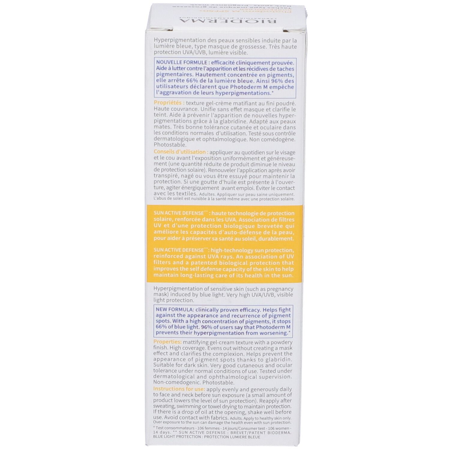 Confezione. Testo multilingue. Contiene informazioni sul prodotto. Marca: BIODERMA.