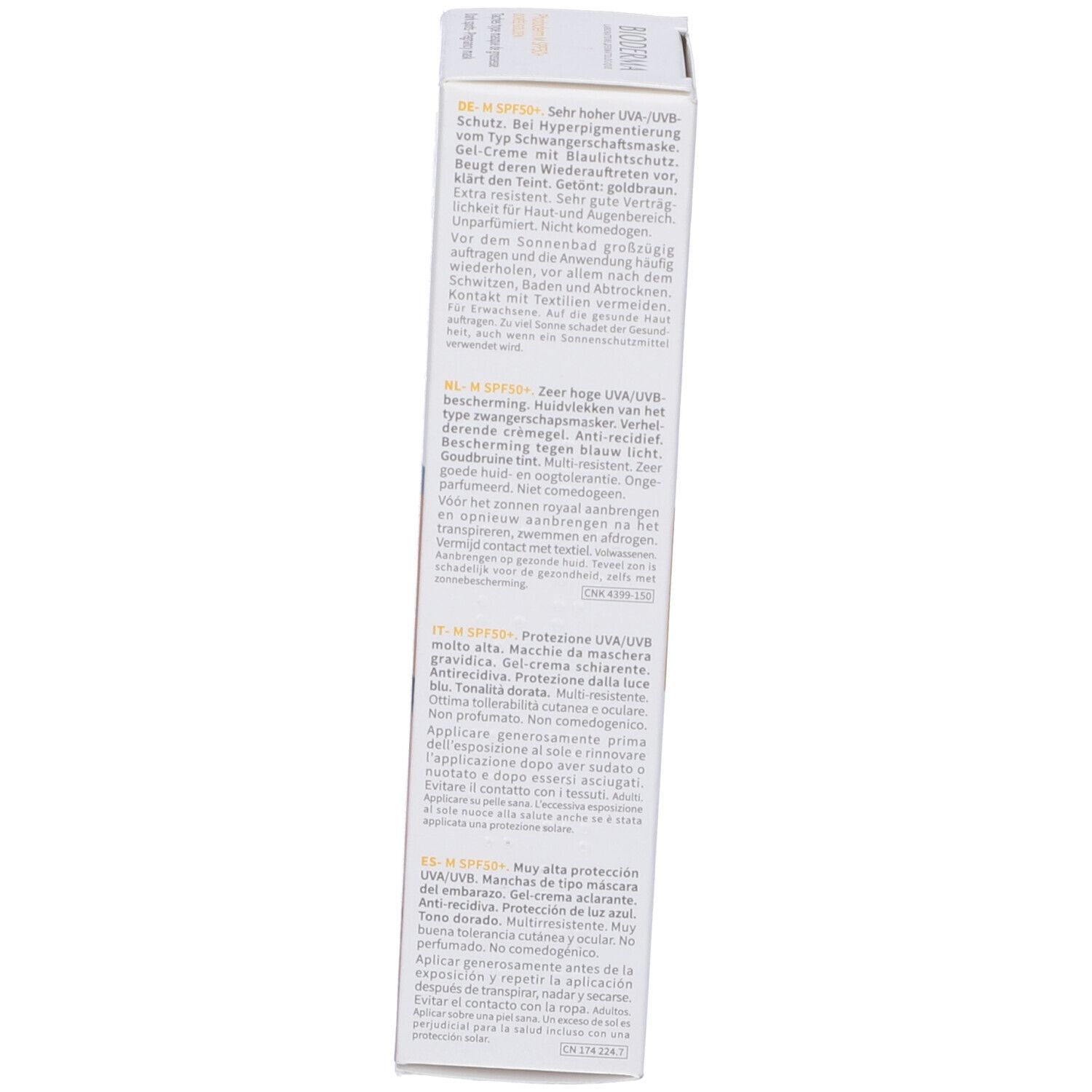 Confezione. Testo multilingue. Contiene informazioni sul prodotto. Marca: BIODERMA.
