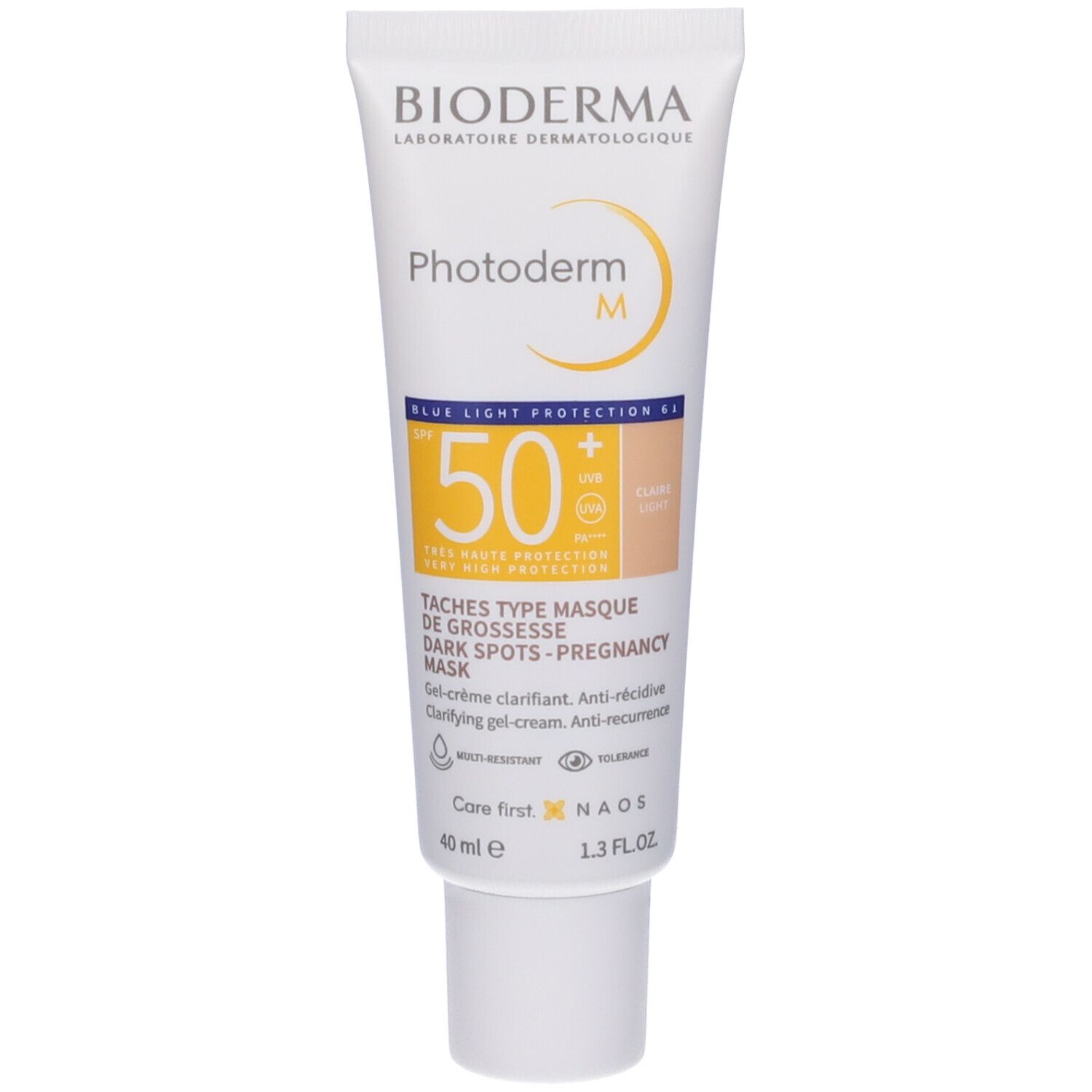 Tubo Bioderma Photoderm M SPF50+. Tonalità chiara. Protezione solare SPF 50+. Gel-crema. 40ml.