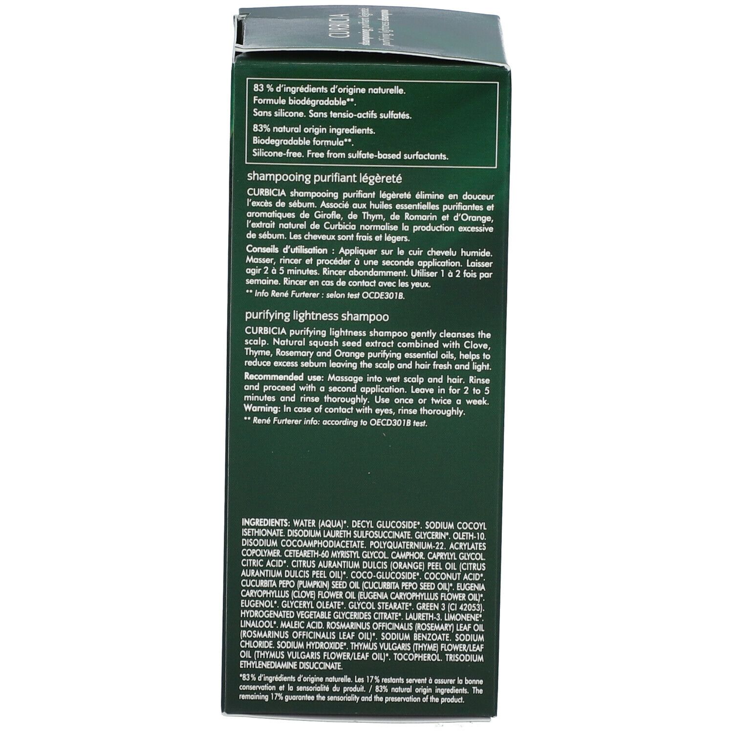 Confezione. Testo: Ingredienti, istruzioni per l'uso. Per capelli grassi. 150 ml.