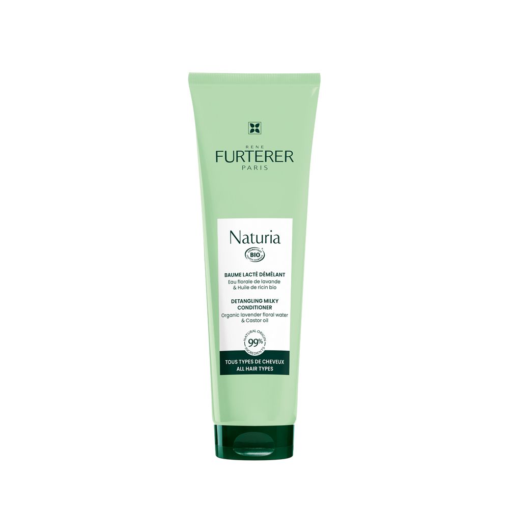 Tubo verde. René Furterer Naturia Balsamo Latte Districante. Per tutti i tipi di capelli.