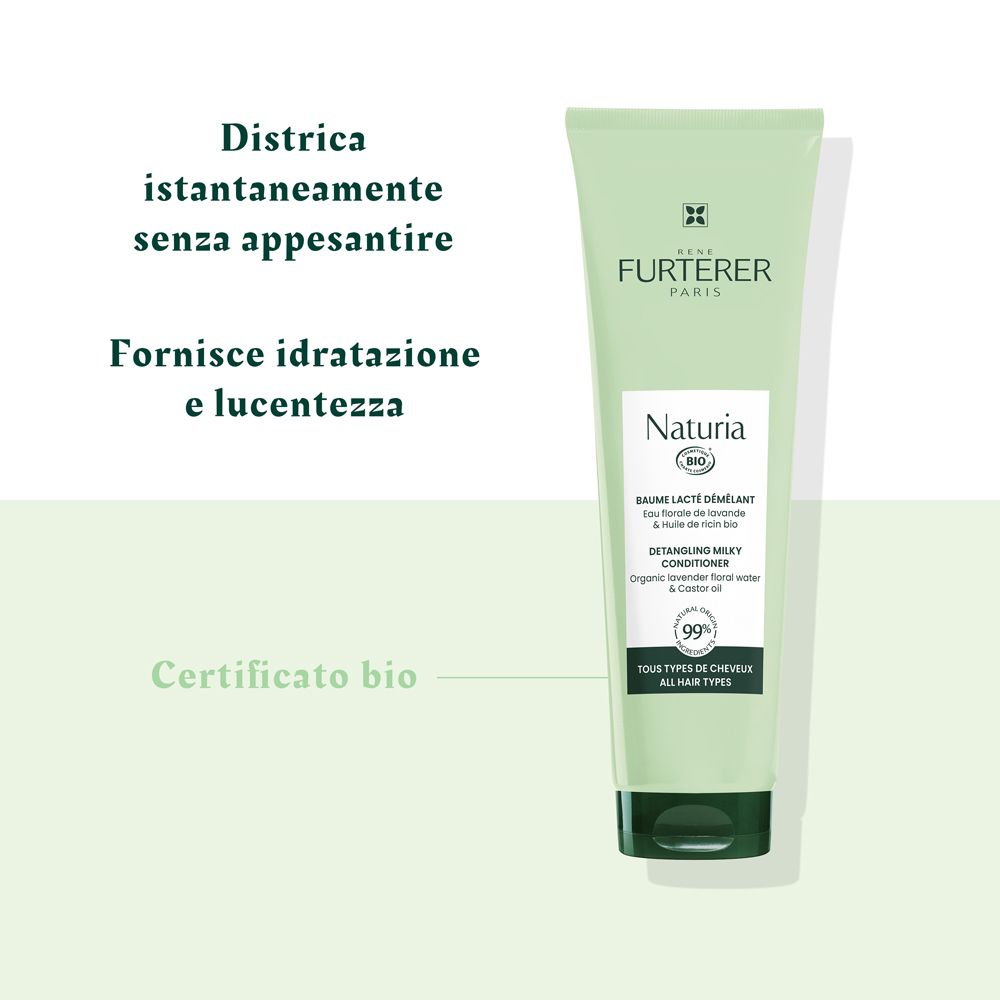 Tubo verde. Testo: Districa istantaneamente senza appesantire. Certificato bio.