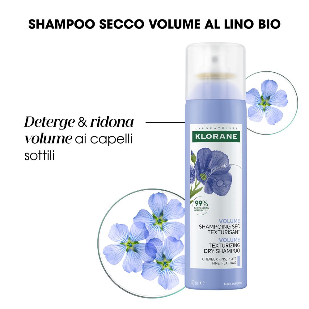 Klorane Shampoo secco al Lino BIO 150ml - Volumizzante