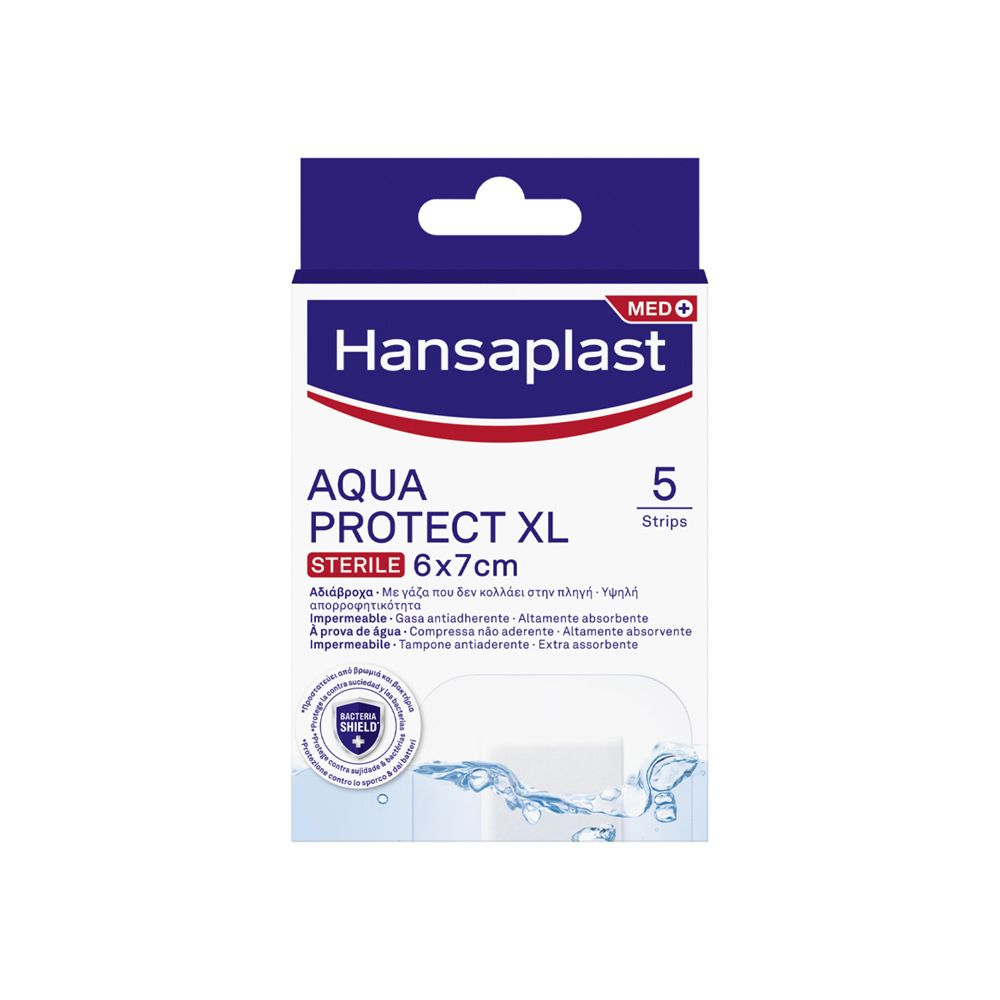 Hansaplast Cerotti Aqua Protect XL, Cerotti impermeabili per grandi ferite, 5 pezzi da 6 x 7 cm
