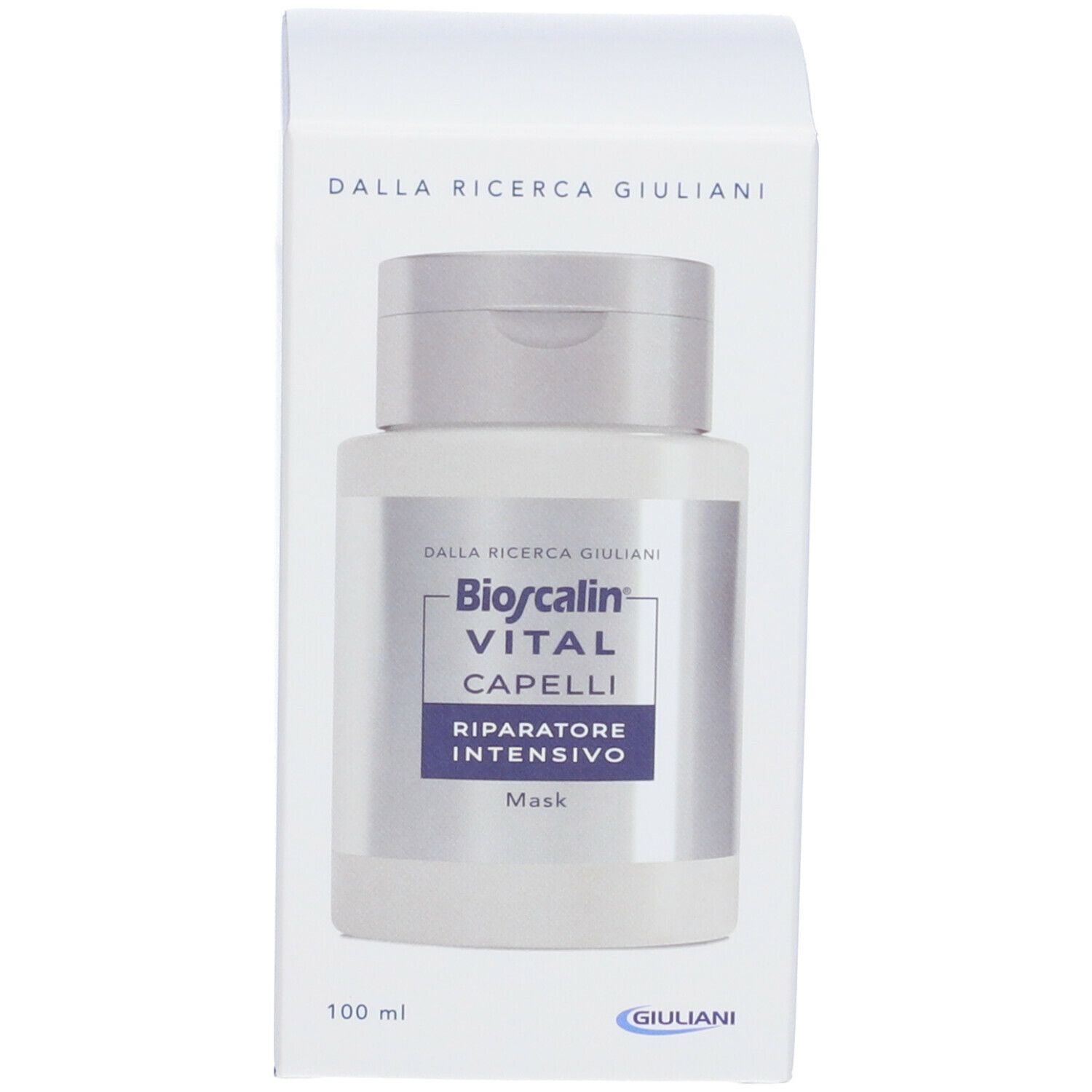 Prodotto nella confezione. Scritta: Bioscalin VITAL CAPELLI Riparatore Intensivo. 100 ml.