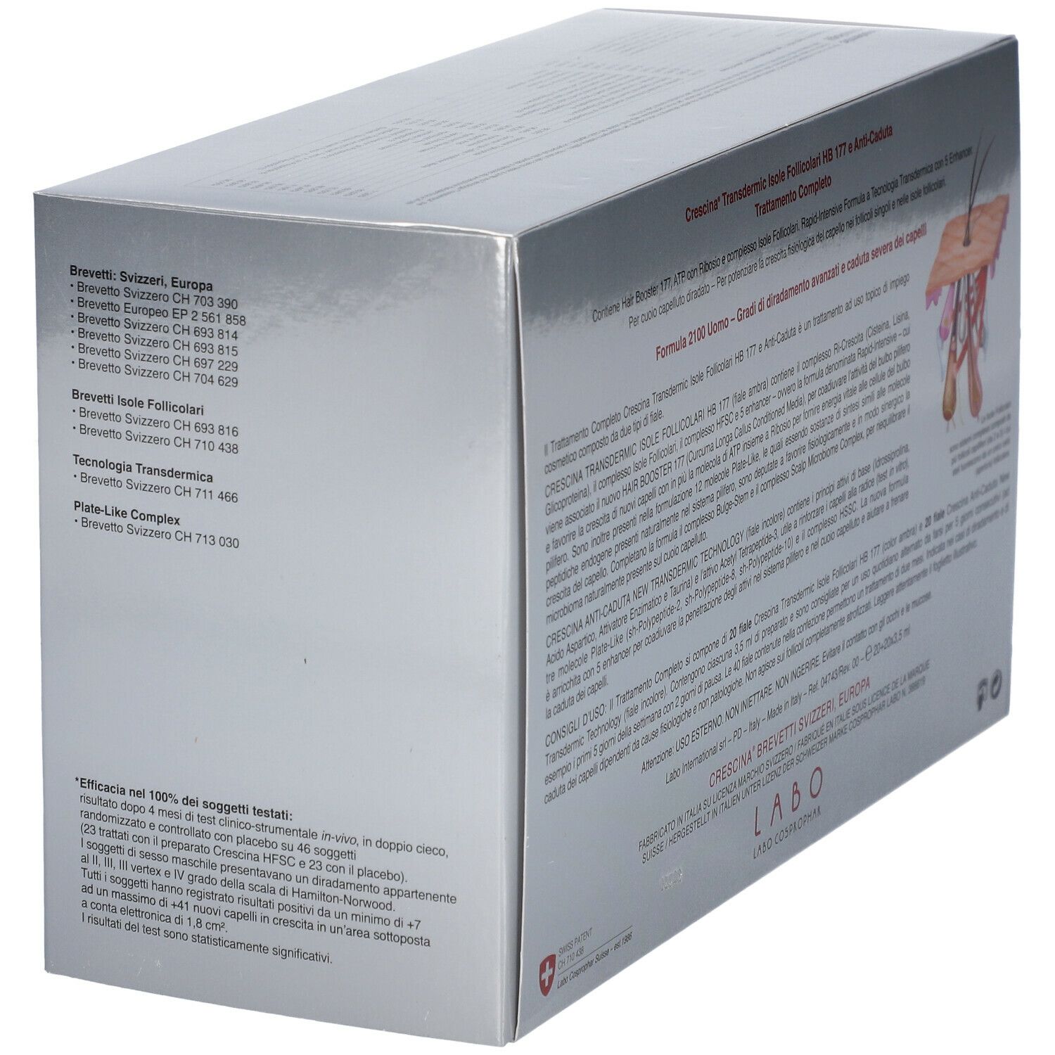 Confezione argento CRESCINA HB 177, 2100 Uomo. Testo italiano. Schema del cuoio capelluto.