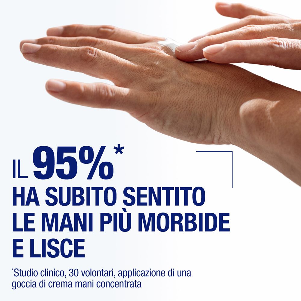 Hand, die Creme aufträgt. Text: 95% haben sofort weichere Hände gefühlt.