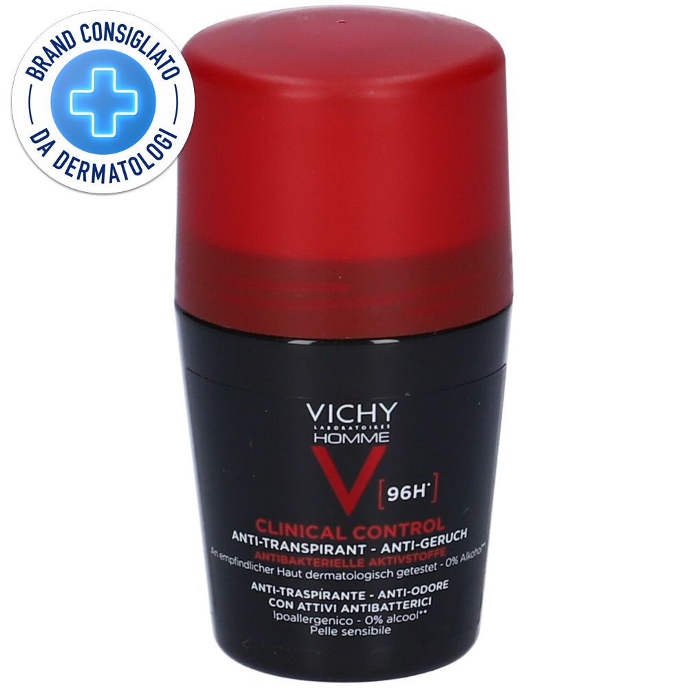 Vichy Homme Clinical Control Deodorante Roll -On 96H Anti -Traspirante No Alcool.  Ipoallergenico. Anti -Batterico. 50 ml