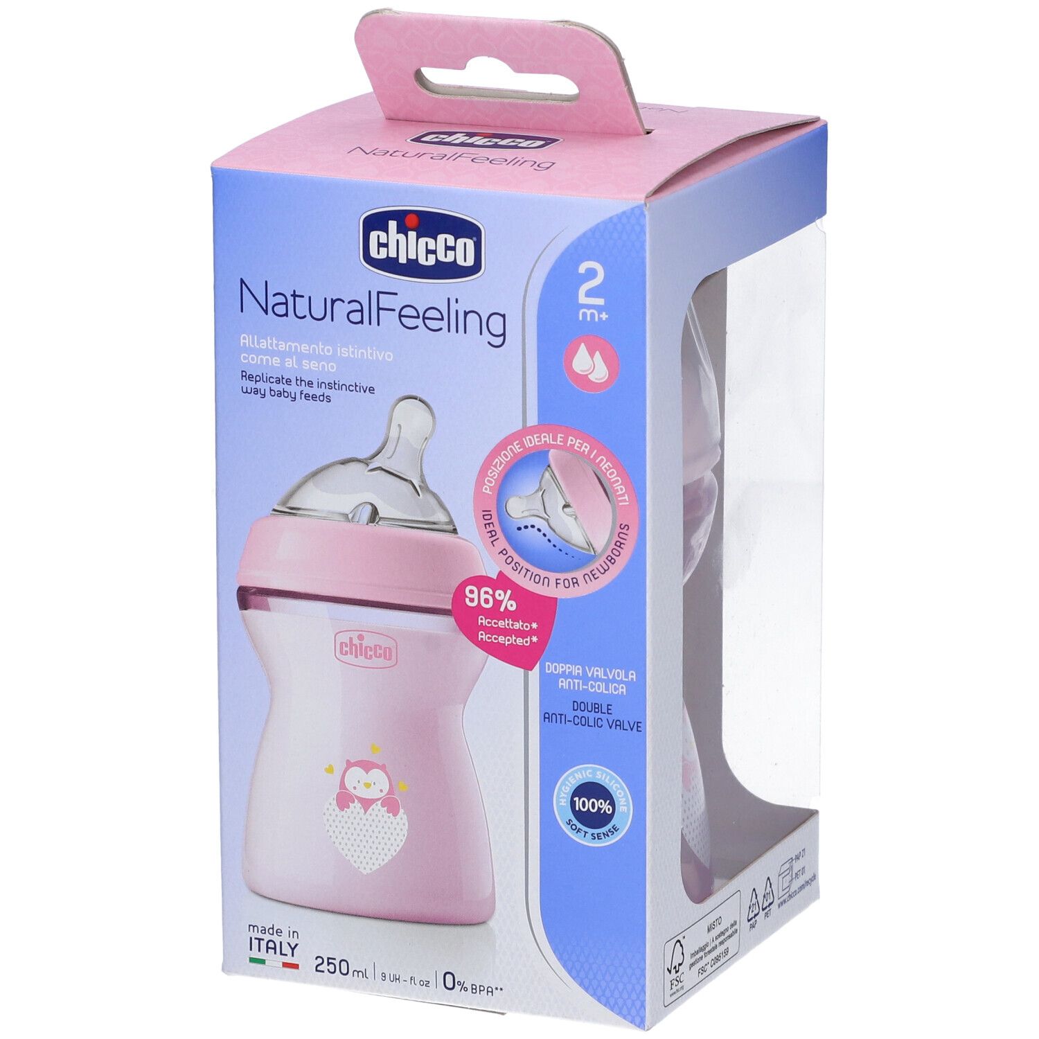 Chicco Naturalfeeling 2M+ - Biberon rosa anti-colica a flusso medio 250 ml - Immagine 11