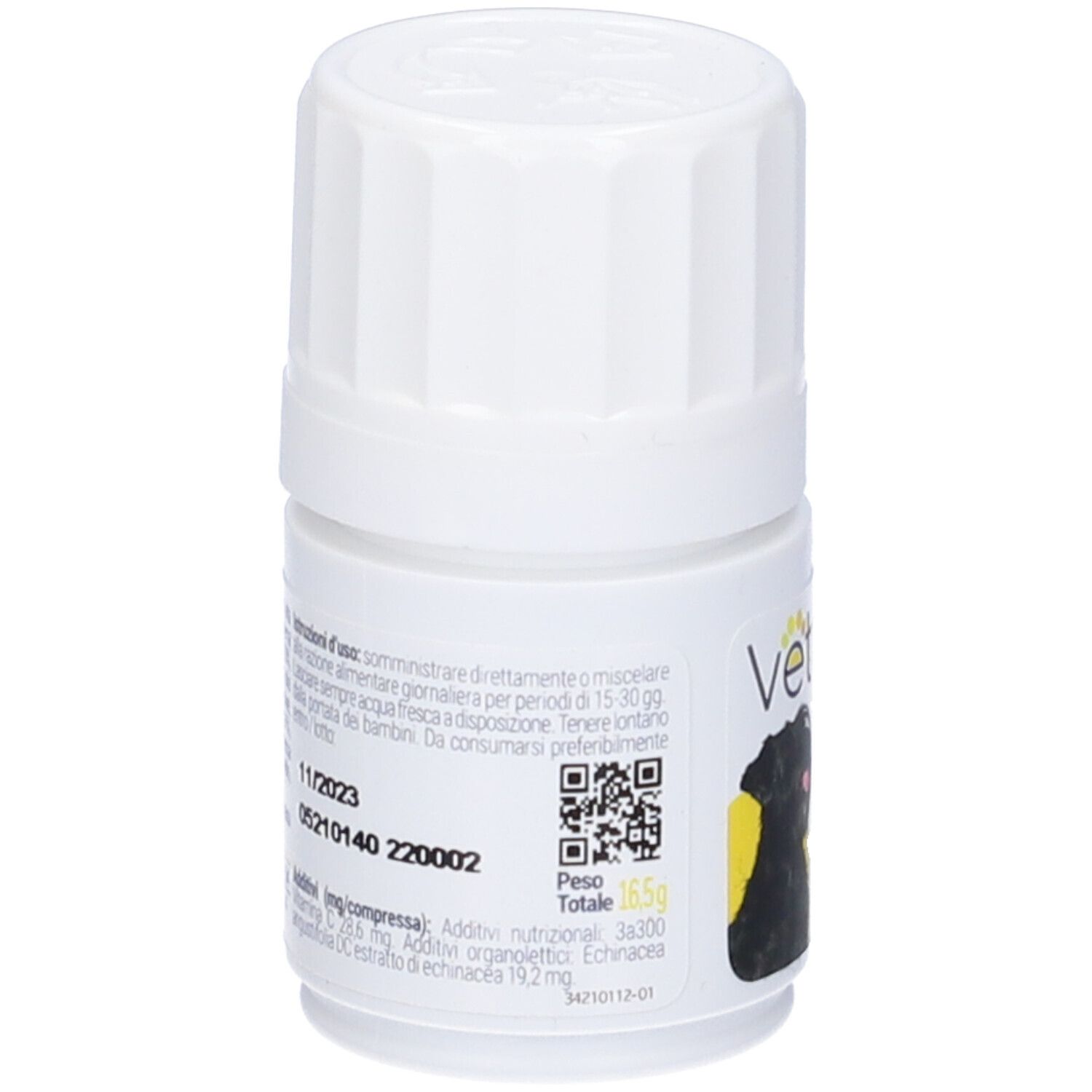 Vettys Integra Difesa Cane. Flacone bianco. Etichetta prodotto con testo e cane.