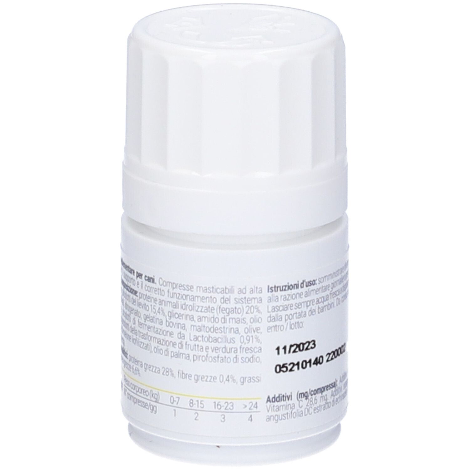 Vettys Integra Difesa Cane. Flacone bianco. Etichetta prodotto con testo e cane.