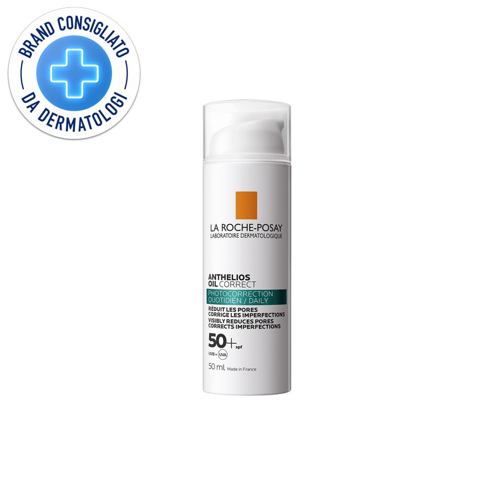 La Roche-Posay Anthelios Crema solare Oil Correct SPF50+, trattamento foto-correttivo quotidiano 50 ml