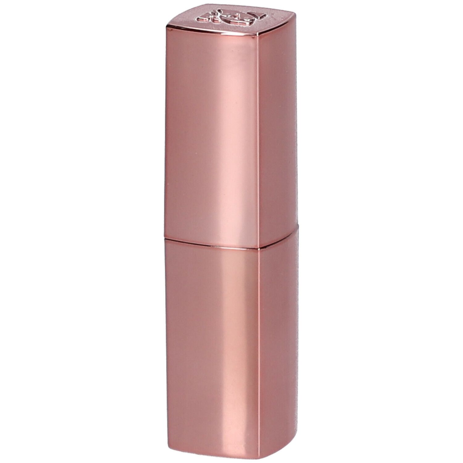 Rossetto rosa in astuccio rettangolare. Parte superiore con logo. Superficie lucida.