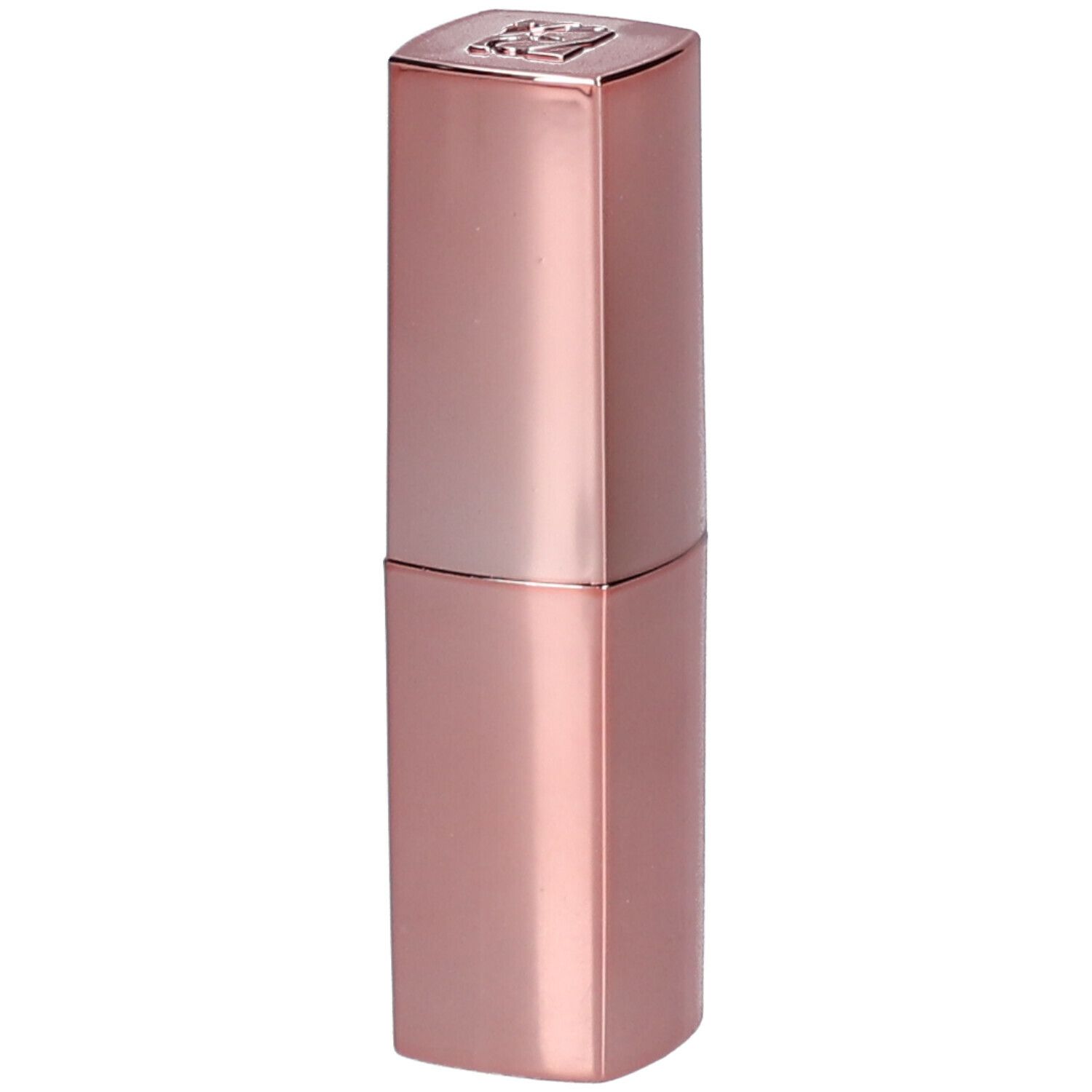 Rossetto rosa in astuccio ottagonale allungato. Parte superiore con logo. Superficie lucida.