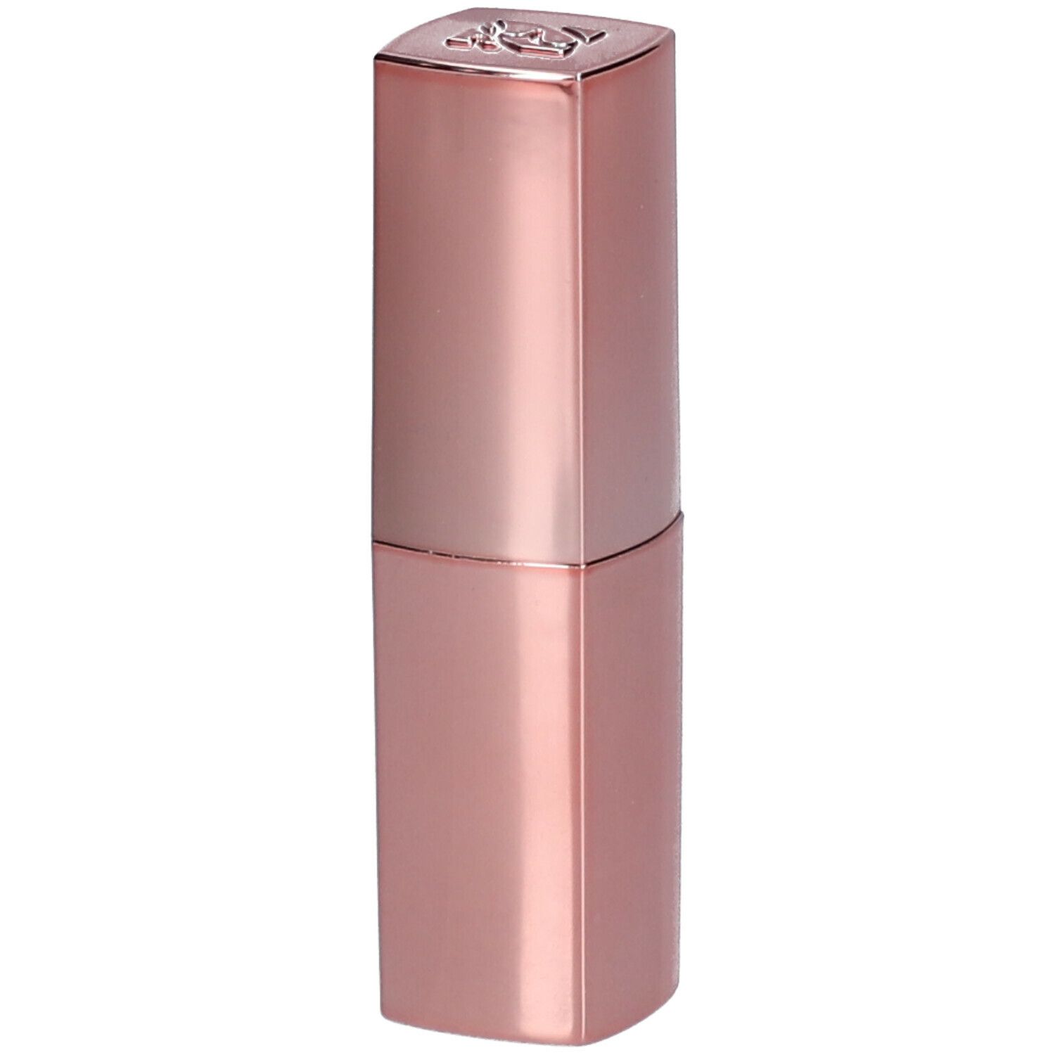 Rossetto rosa in astuccio ottagonale allungato. Parte superiore con logo. Superficie lucida.