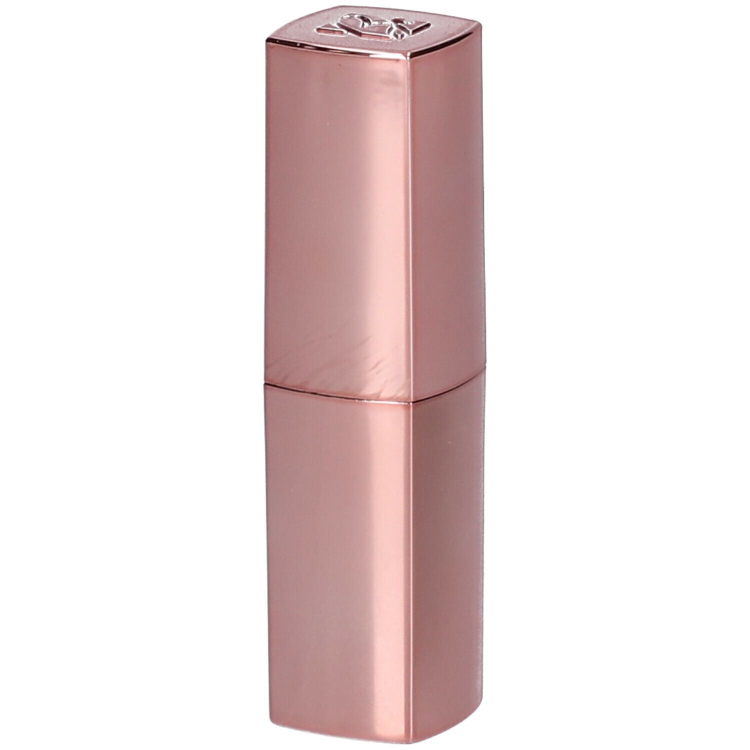Rossetto rosa in astuccio rettangolare. Parte superiore con incisione. Superficie lucida.