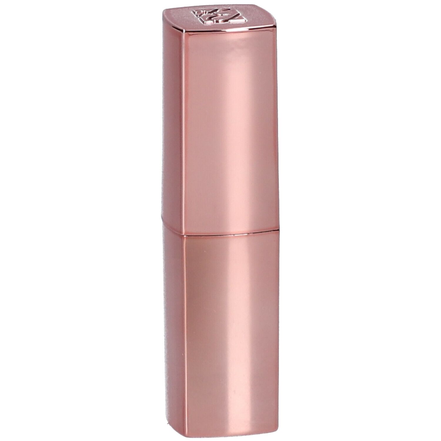 Rossetto rosa in astuccio rettangolare. Parte superiore con incisione. Superficie lucida.