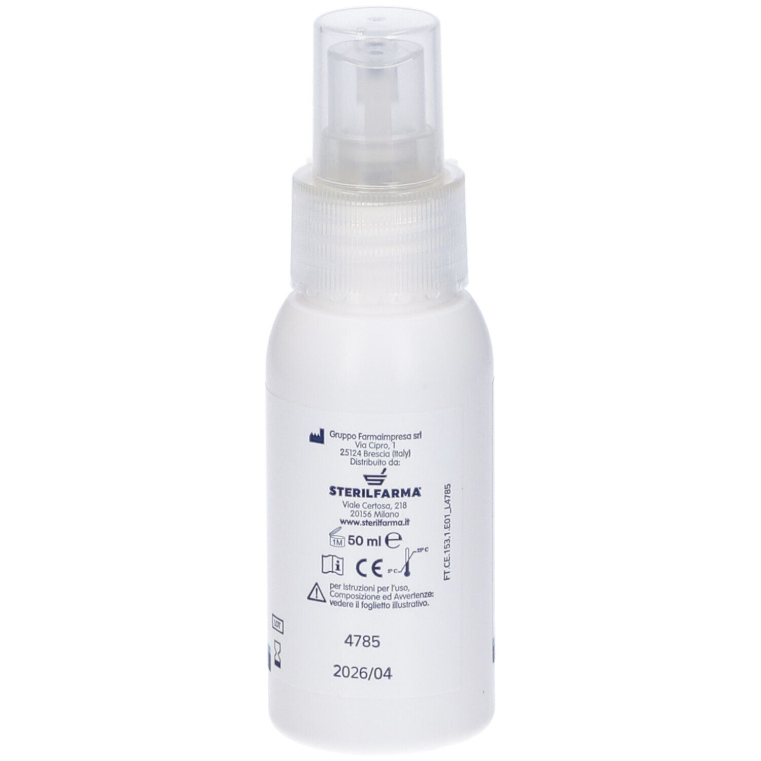 Flacone bianco con vaporizzatore. Scritta: Unico Spray Ragadi.