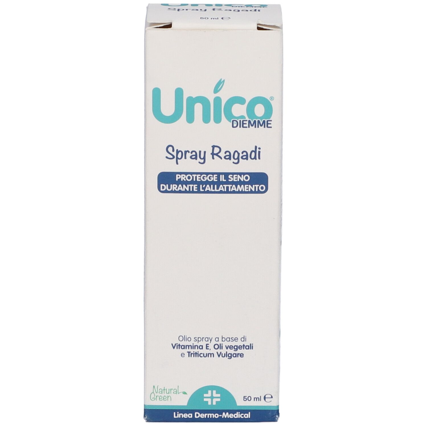 Flacone bianco con vaporizzatore. Scritta: Unico Spray Ragadi. Con confezione.